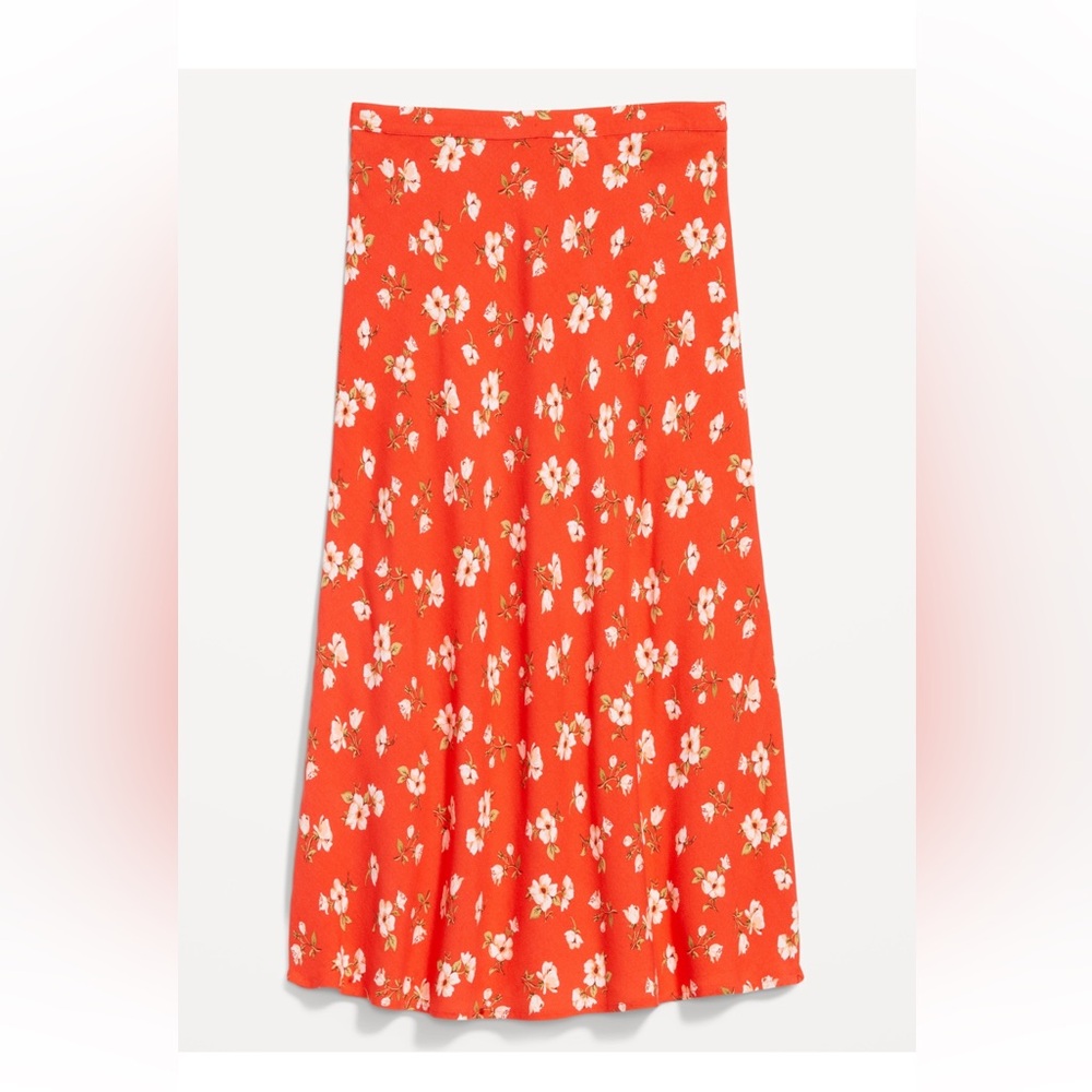Old Navy Floral Crepe A-Line Midi Skirt